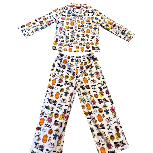 Peanuts Snoopy Halloween Pajamas Set Kids Size 4T White Character Print - Picture 1 of 7